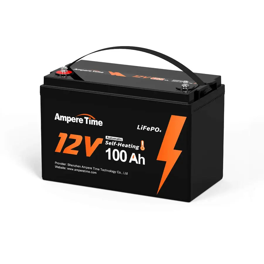 Ampere Time 12V 100Ah Lithium Battery with Self-Heating Low Temperature Charging (-4/-20°C) Ampere Time