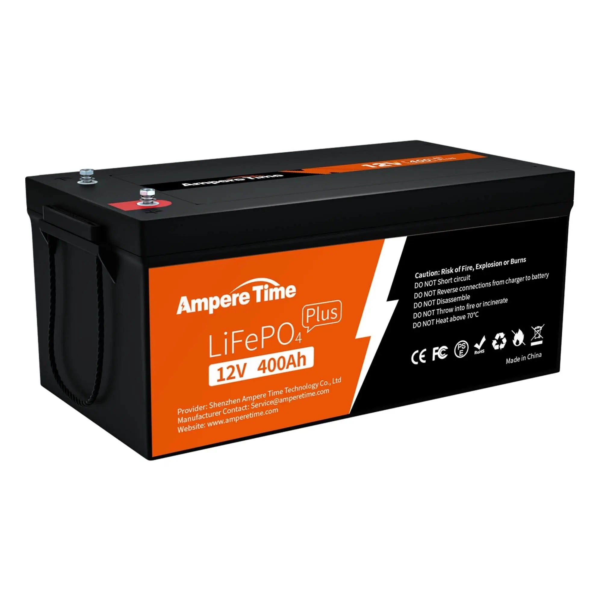 Ampere Time 12V 400Ah, 5120Wh Lithium LiFePO4 Battery & Built in 250A BMS Ampere Time