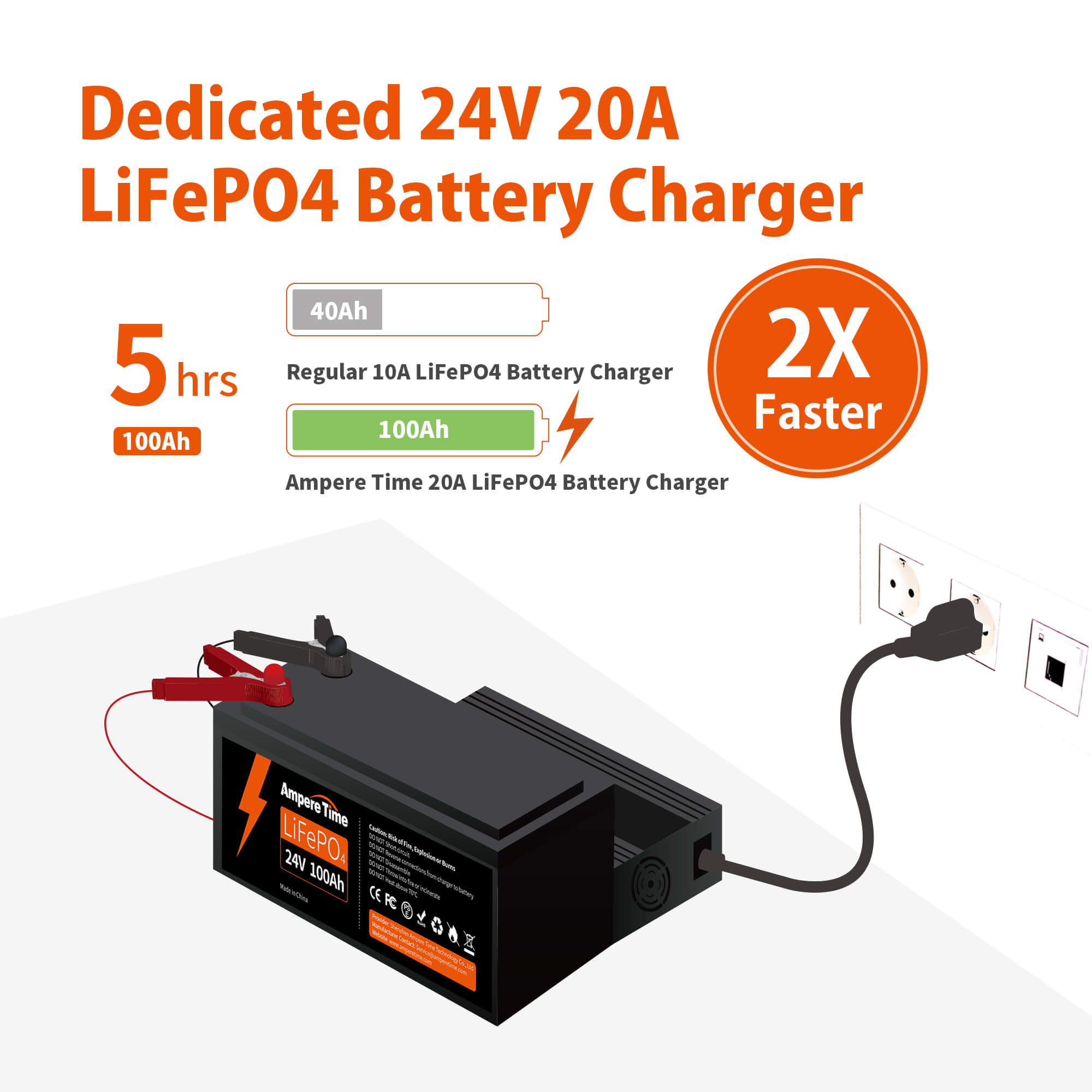 Ampere Time 29.2V 20A LiFePO4 Iron Phosphate Batteries Charger Ampere Time