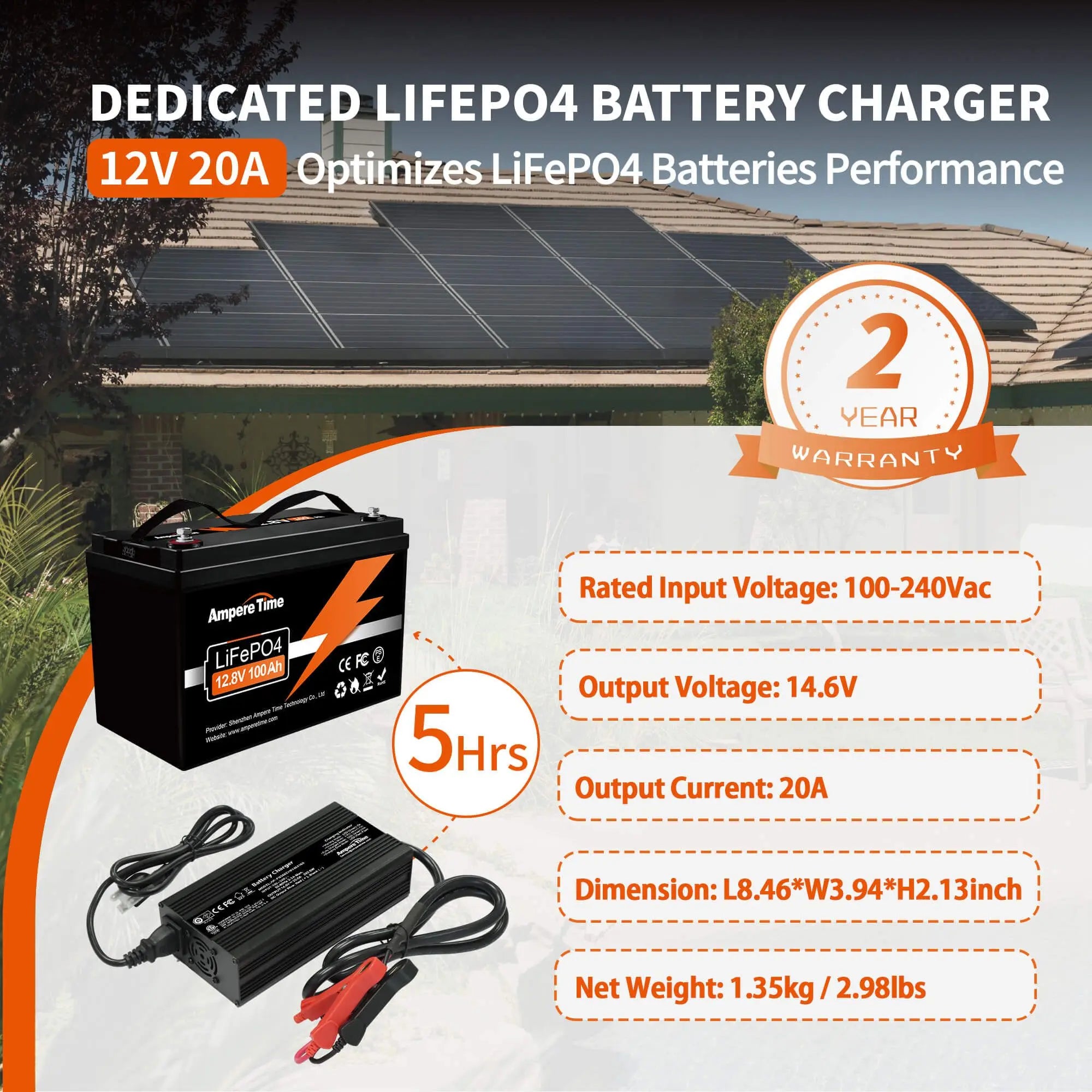 Timeusb Chargeur de Batterie LiFePO4 14,6V 20A Chargement Rapide avec  Fonctions de Charge de Maintien et 4 Fonctions de Protection,Chargeur  Batterie