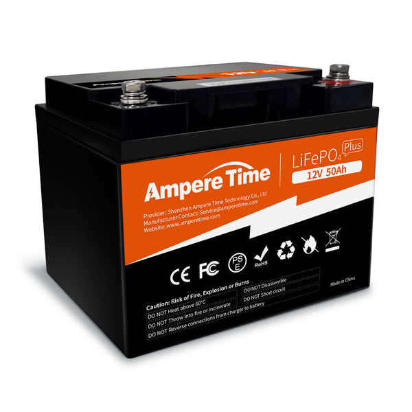 Ampere Time 12V 50Ah, 640Wh LiFePO4 Battery Built
