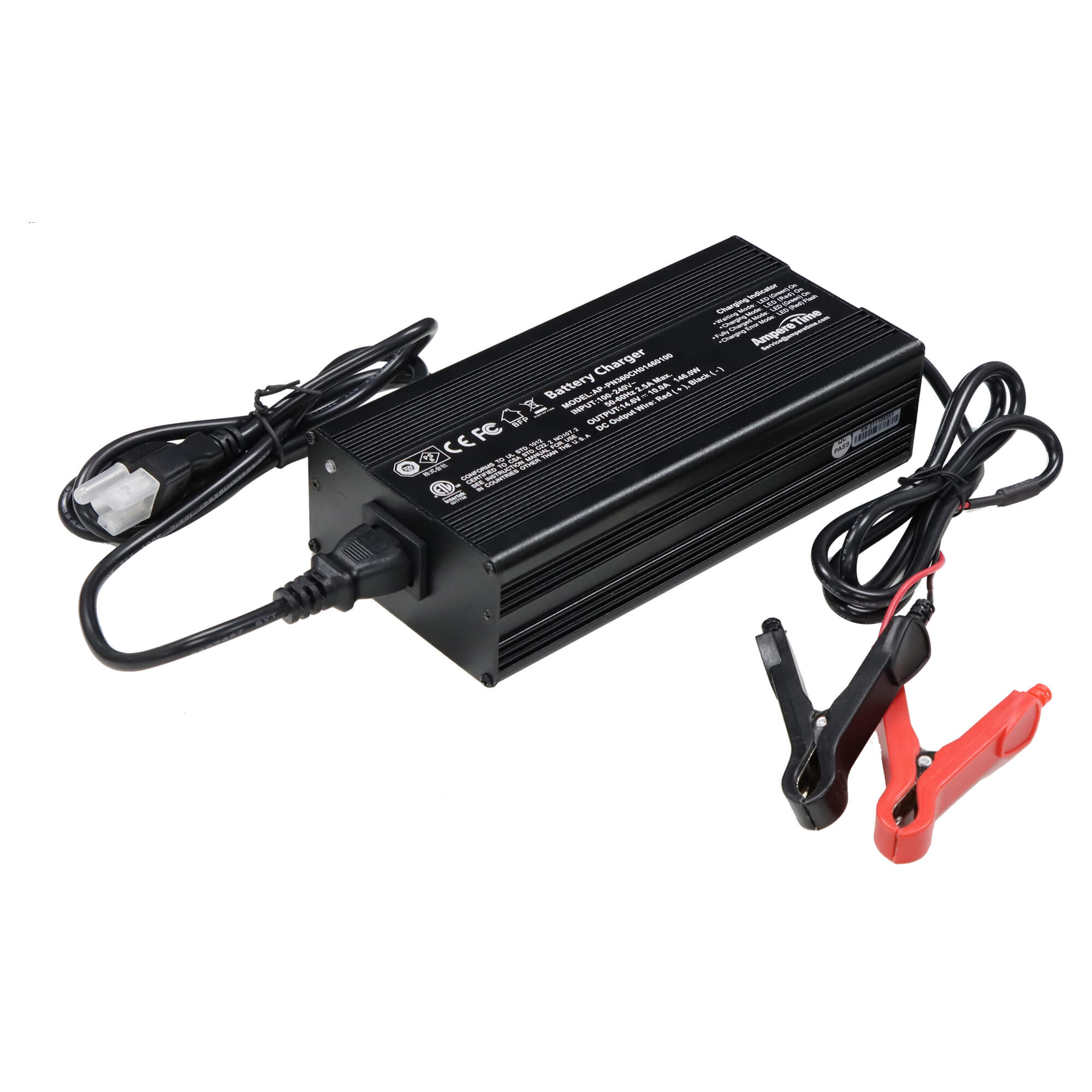 Ampere Time 14.6V 10A Dedicated LiFePO4 Battery Charger with Trickle Charging Battery Maintainer, 90% Charging Efficiency
