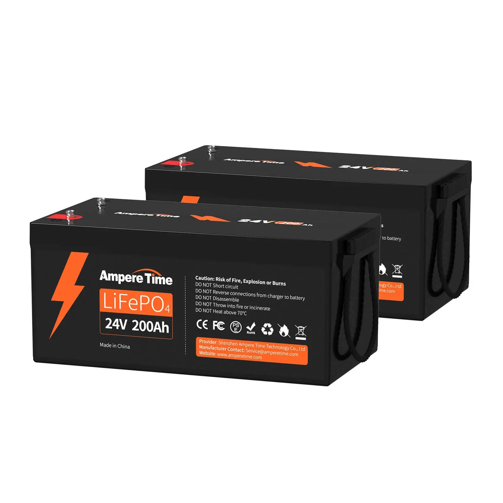 Ampere Time 24V 200Ah, 5120Wh Lithium LiFePO4 Battery & Built in 200A BMS Ampere Time
