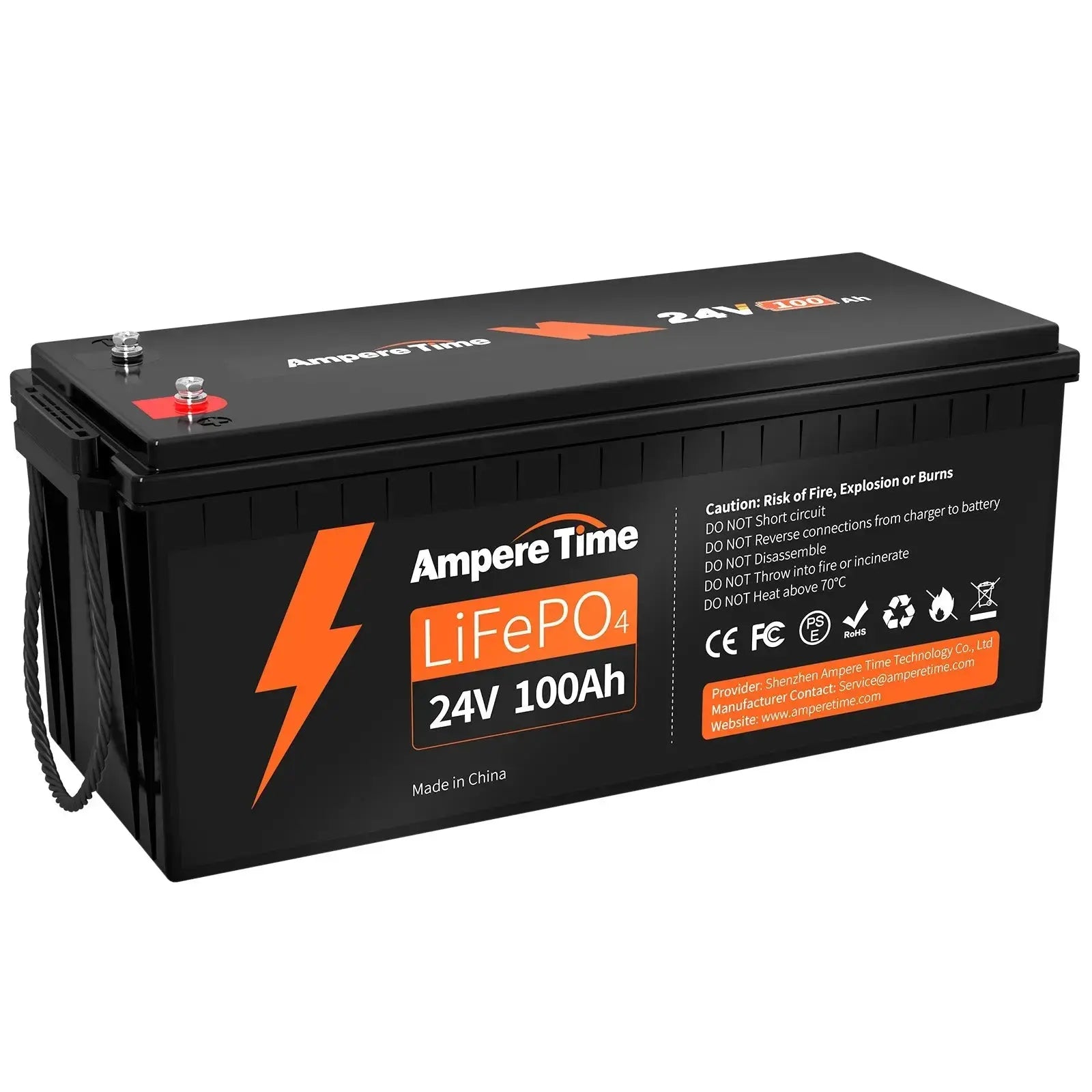 ✅Like New✅ Ampere Time 24V 100Ah, 2560Wh Lithium LiFePO4 Battery & Built in 100A BMS Ampere Time